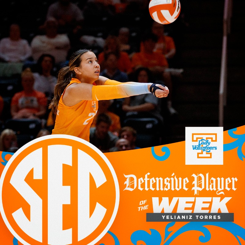 Vol_VBall's tweet photo. For the second time in a row and third time this season, Yelianiz Torres is your SEC Defensive Player of the Week!