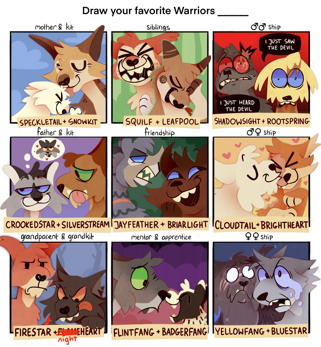 parrcepan's tweet photo. here's my fav warriors ___ !!!!!
#warriorcats https://t.co/iXHRi1jXdw