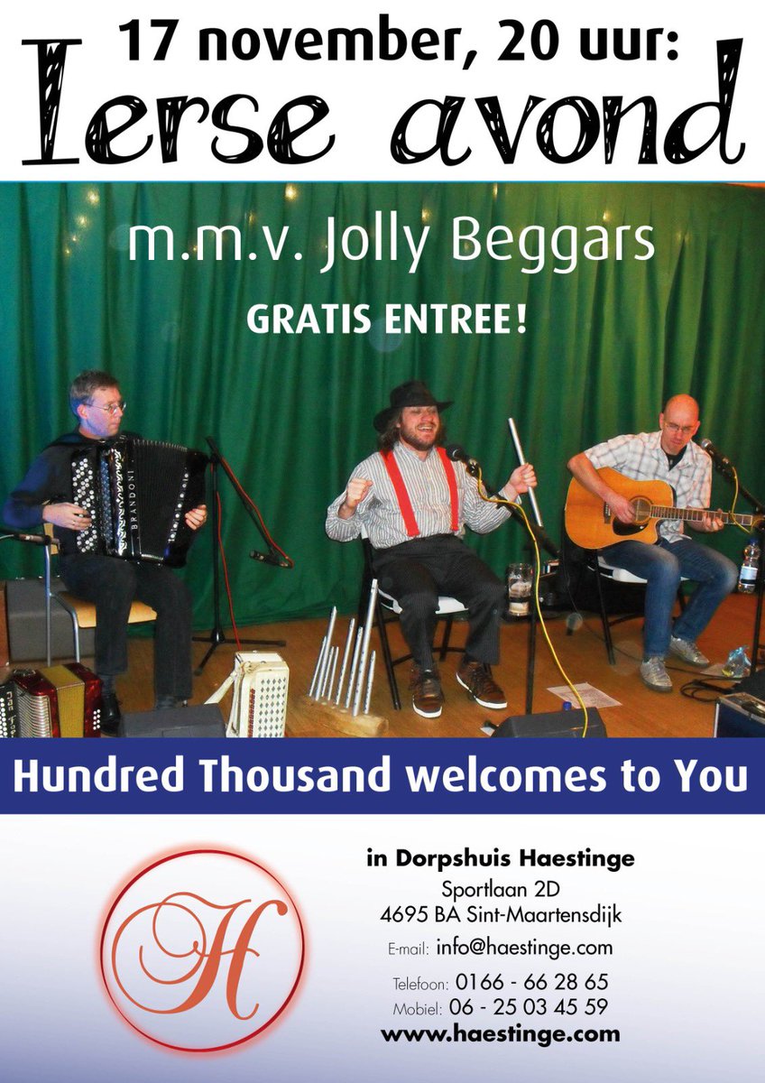 haestinge's tweet photo. Gezellige Ierse muziek vrijdag 17 november https://t.co/re5PVFtjDf