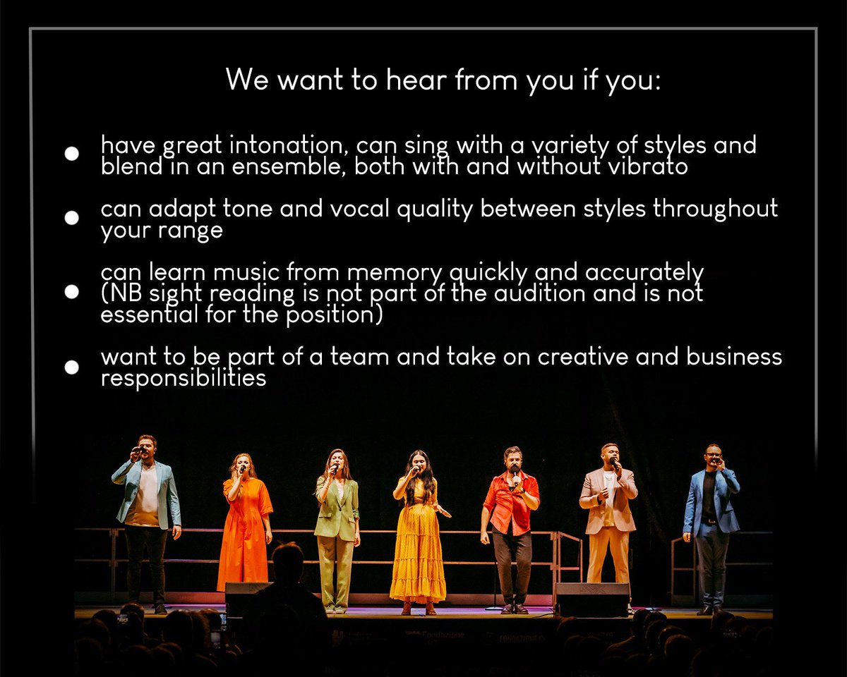 swinglesingers's tweet photo. SOPRANOS AND TENORS! Get those applications in 👀 #wewanttohearfromyou #openauditions #soprano #tenor #auditions #swinglesathome #swinglesontour https://t.co/U0j13gZLII