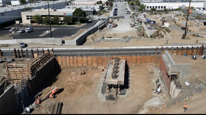 Witness the amazing transformation of Fullerton Road underpass from the air. It's a sight to behold, making the foundations along the road medium look like they are growing out of the ground! #FullertonRoad #ConstructionProgress <a href="/industry_ca/">City of Industry</a>