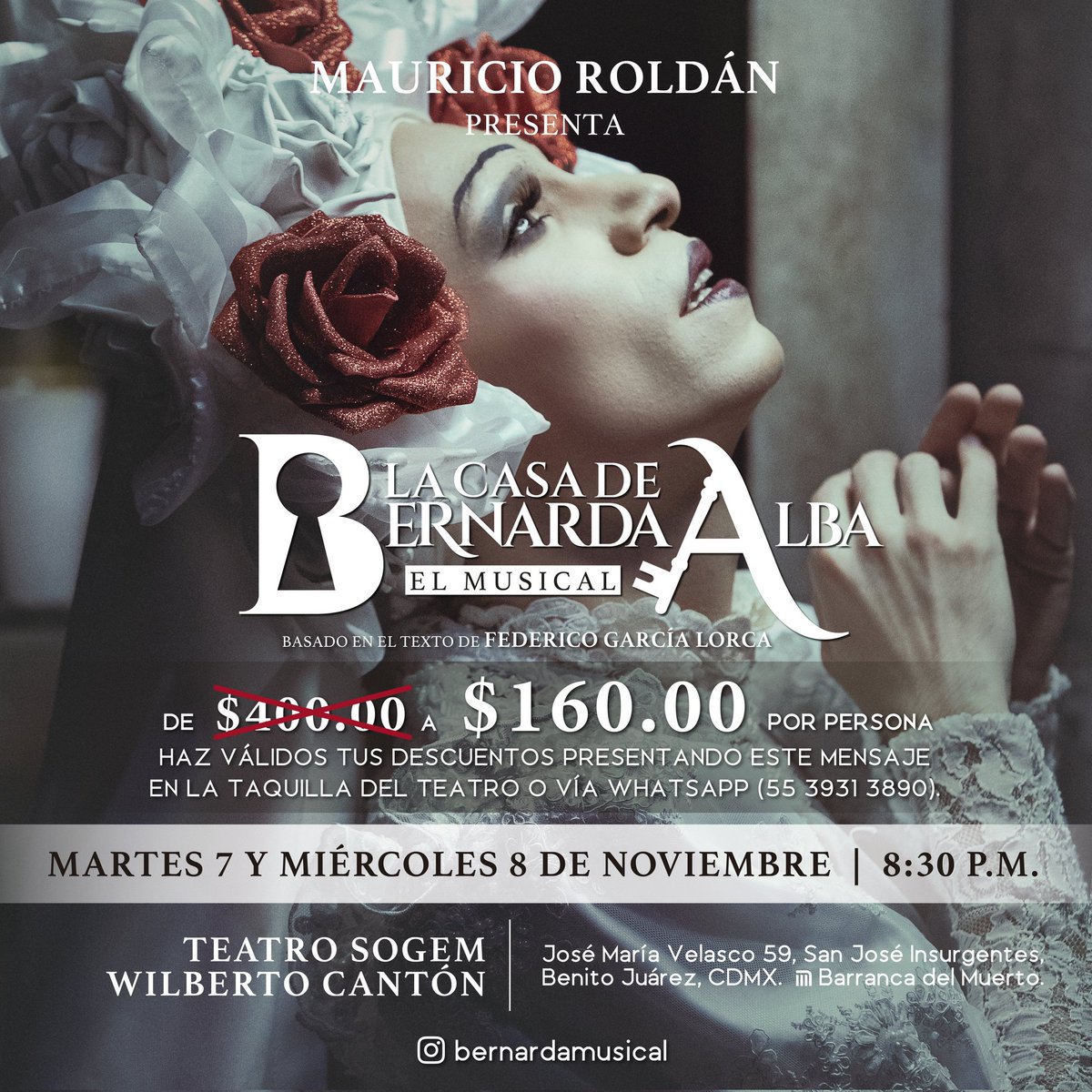 Con esta bella imagen los invito a que nos acompañen a disfrutar de mi Musical "La Casa De Bernarda Alba" Martes y miércoles 8 y media de la noche. Quedan pocas semanas y cerraremos nuestra 1ra temporada 2023 ¿Te la vas perder aún con esta súper promoción? <a href="/MauricioRoldanS/">Mauricio Roldán</a>