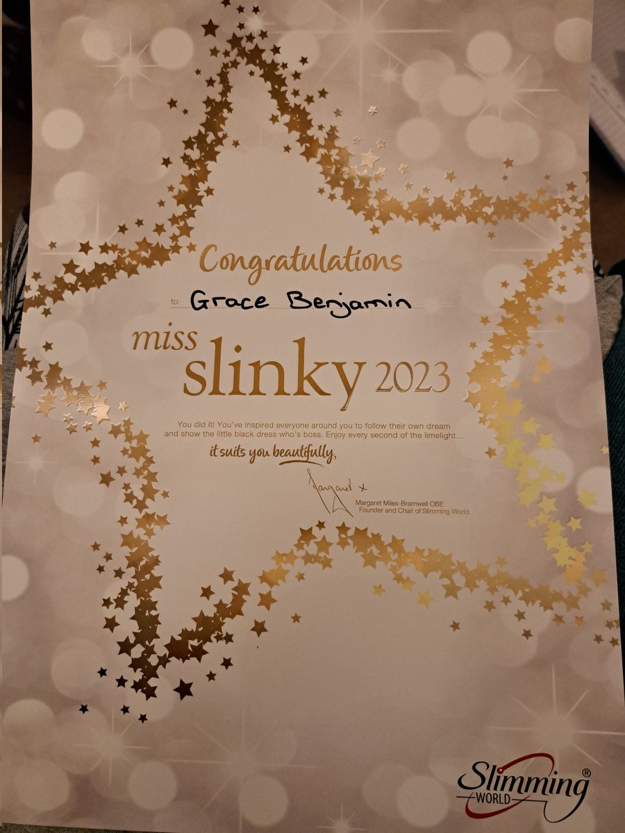 GraceBenjamin91's tweet photo. Certificate for 'Miss Slinky' from Slimming World

@SlimmingWorld

#slimmingworlduk #slimmingworld #certificate #missslinky2023 #slimmingworldhilsea https://t.co/Uub1LE27rH