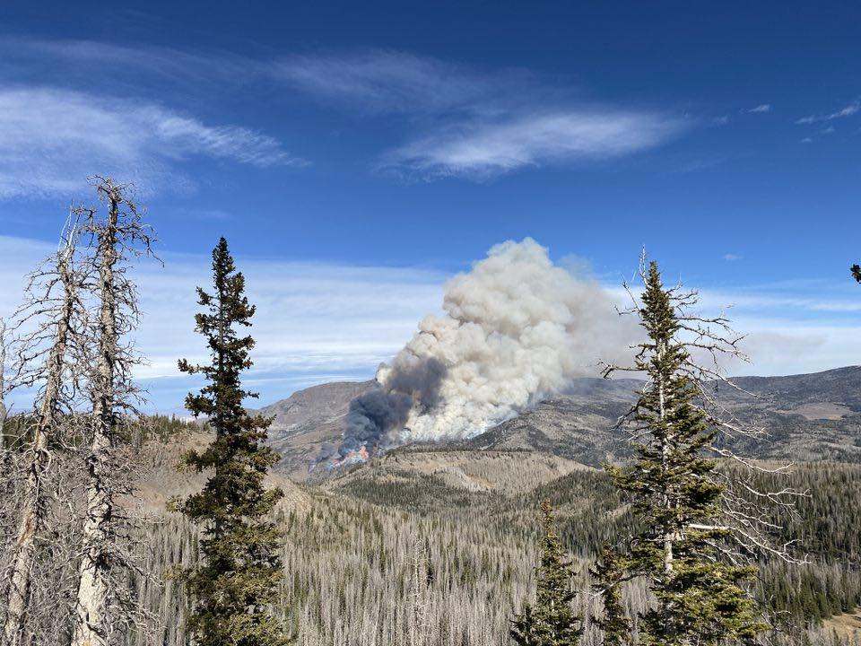 FishlakeNF's tweet photo. #MonroeMountainRX 11/6 Update
This weekend, firefighters succeeded in treating ~500 acres by hand &amp; 800 acres by Plastic Sphere Dispenser (PSD) machine. These burns occurred in aspen and mixed conifer in the area northwest of Box Creek Reservoir. https://t.co/rmUiYPOYjg