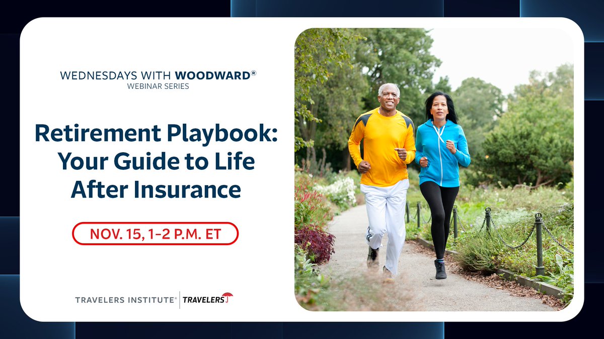 Are you retiring soon or curious about the process? Join the #TravelersInstitute as two former insurance industry executives, now retirement coaches, Mark and Jody Rollins, share their journey navigating the post-career world on #WednesdaysWithWoodward: travl.rs/462TVaU