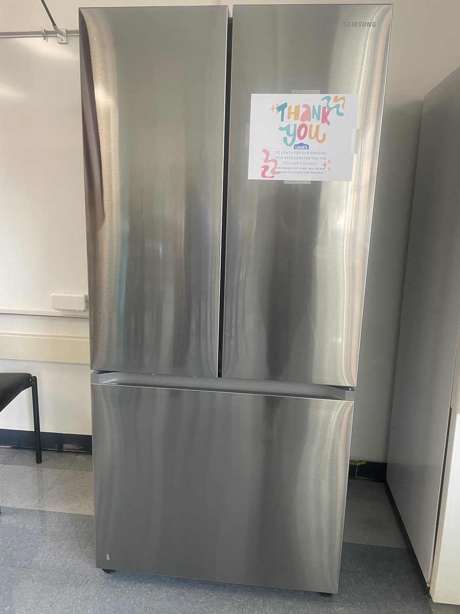 Talk about an upgrade! We are incredibly thankful for our new refrigerator donated by the Kirkwood Lowes Home Improvement. Our very own Mr. Waller was able to coordinate this donation with store manager, Nate Canaan, and we couldn't be more excited to bring our lunches now!