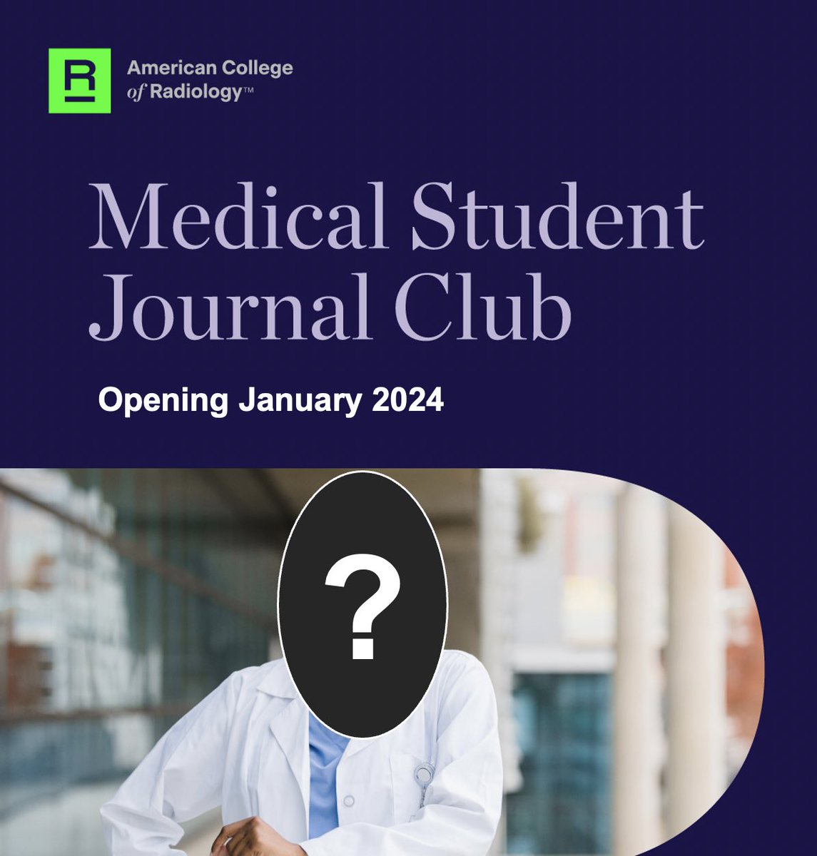 ‼️Opening for the January <a href="/RadiologyACR/">American College of Radiology</a> Medical Student Section Journal Club 📄

#MedStudents and/or #Mentors submit a research article to present today! ➡️: docs.google.com/forms/d/e/1FAI…