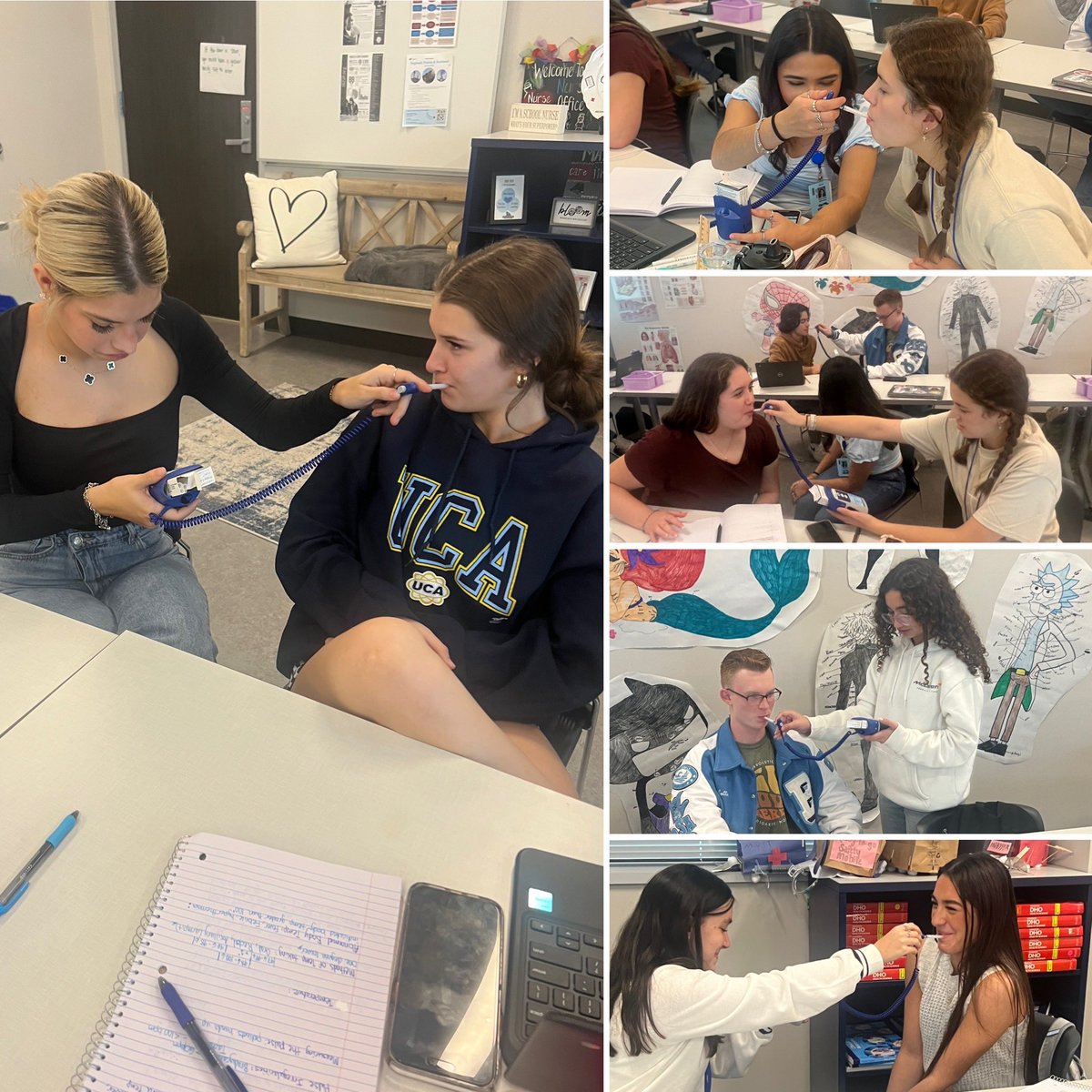 Practicing taking temperatures! 🤒 <a href="/BwoodBucs/">Brazoswood HS</a> #studentleadership #whereyafrom #BrazoswoodHS