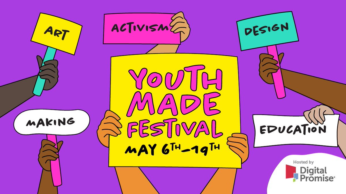 Exciting news! The 2024 #YouthMADE Festival dates are here . 

Join us from May 6-19, 2024, for a two-week celebration of youth-led creativity, impact, and inspiration 💫.

Learn how to get involved and sign-up today at youthmade.org!  

#TeacherTwitter #Education