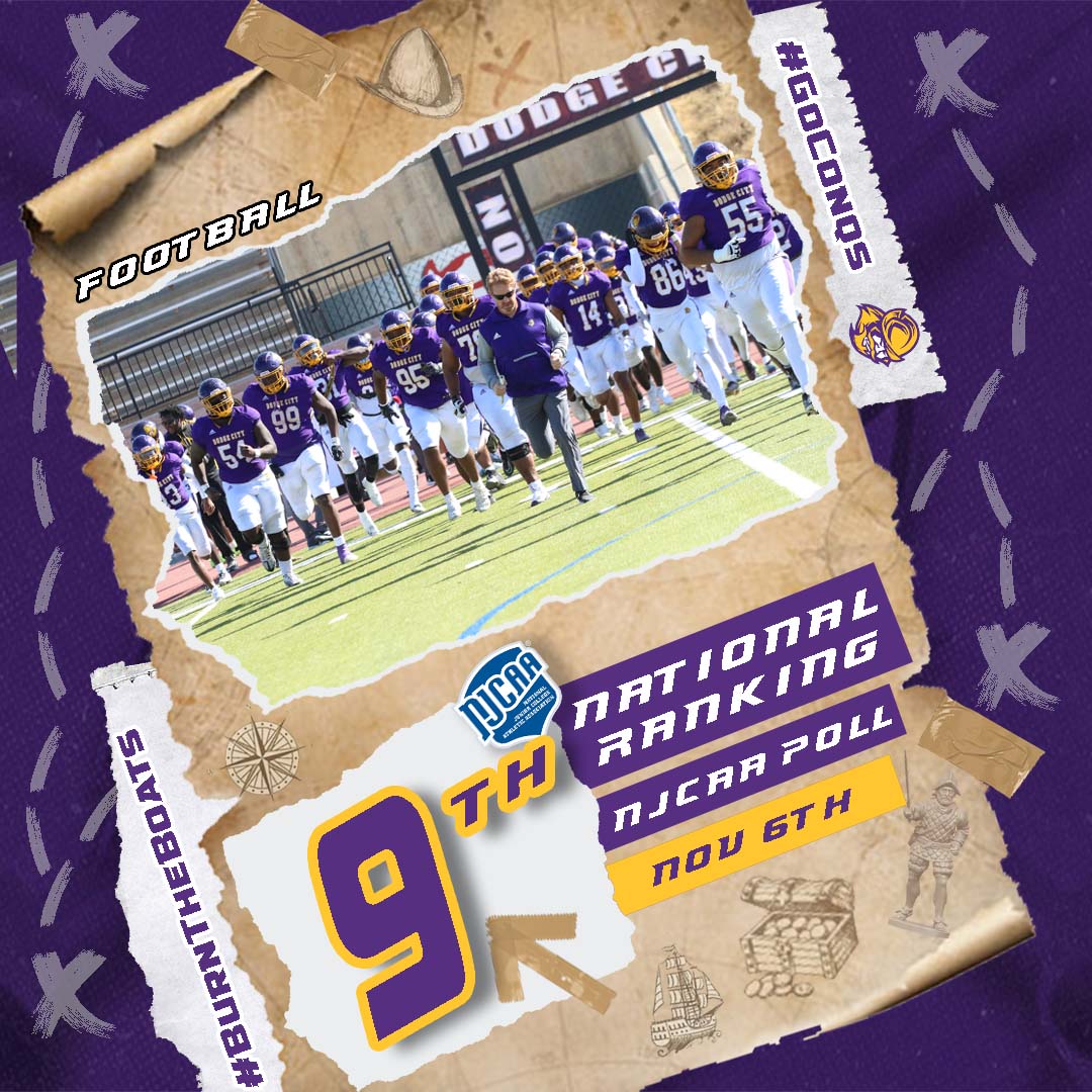 🏈Football | #GoConqs @GoConqsFB stay put at#⃣9⃣in latest NJCAA DI rankings as the Conqs are 6-3 on the season Conqs have the most wins in a season since 2016 #BurnTheBoats Full poll: njcaa.org/sports/fball/r…