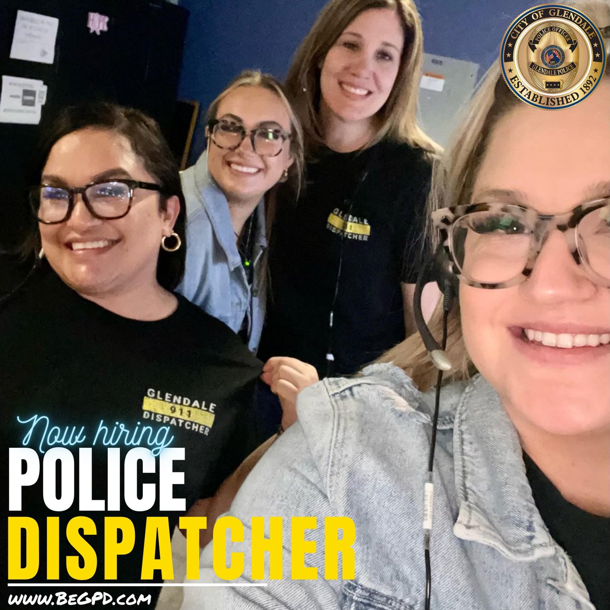 GPDRecruitment's tweet photo. You wanna know what we were just thinking about?🤔
How much happier you'd be working here! 😀
Let's get you happy at work again! 👇
👉https://t.co/IETrttP3zu
#BeGPD #Police #Dispatcher #Dispatch #communications #iam911 #policejobs #lawenforcementjobs #policedispatcher https://t.co/vnSVGbq35s