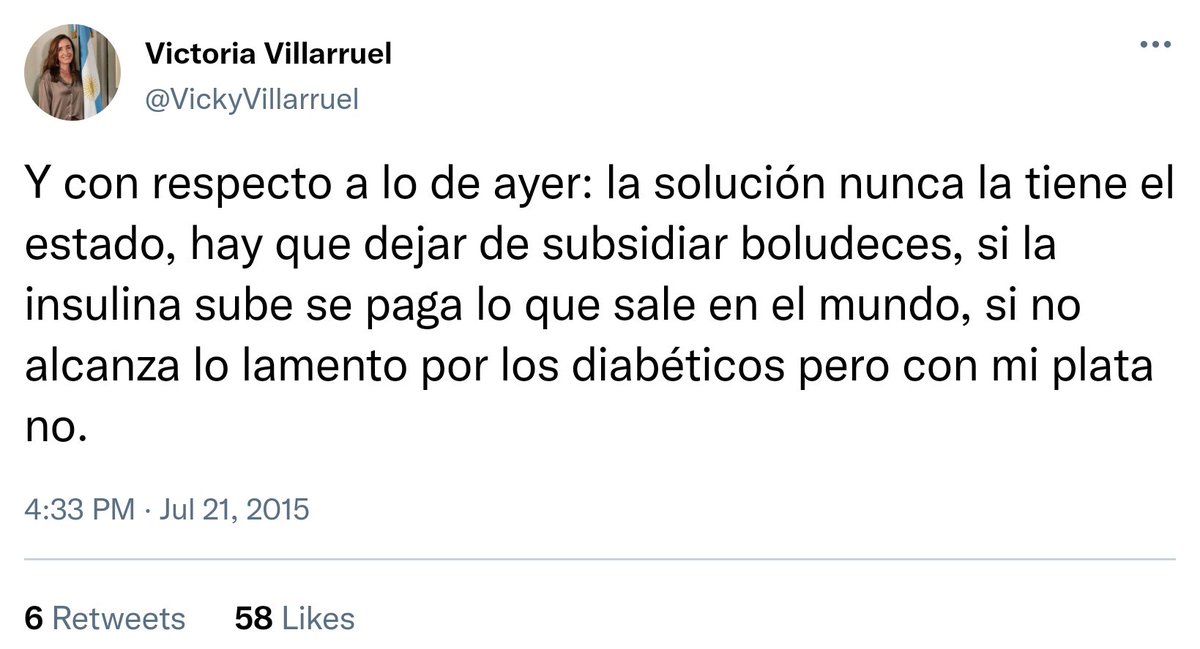 mariandalesio's tweet photo. Gracias a la ley nacional de Diabetes, mi tratamiento con insulinas está cubierto al 100 por ciento.

¿Cuánto tendría que pagar las insulinas si gana Milei? 500 mil pesos por mes aproximadamente.

Esto también está en juego el 19 de noviembre: salud o Milei. https://t.co/1Cx6qejpHy