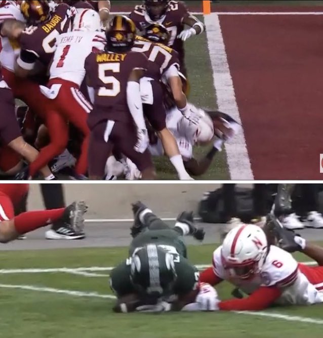 BarstoolHusker's tweet photo. Two game changing calls by the refs which were BOTH REVIEWED

B1G hates Nebraska and that’s nothing new

Huskers should be 7-2 https://t.co/k1fcpgFkFv