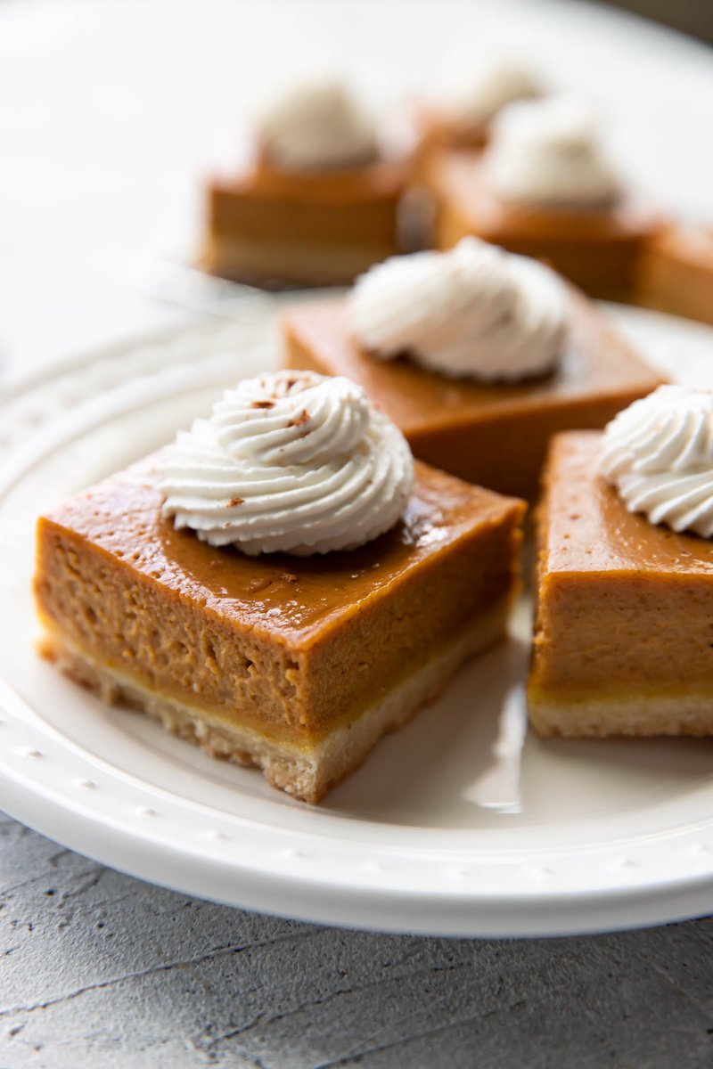 These perfect pumpkin pie bars are exactly the thing you need to be serving this holiday season. They taste just like a traditional pumpkin pie but have an easy press in pan shortbread crust. 

Recipe: moderncrumb.com/pumpkin-pie-ba…