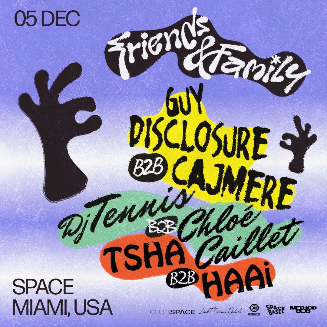 disclosure's tweet photo. Sign up for our first  Friends &amp; Family show, coming to Miami December 5th 🎁 

Pre-sale is live on Wednesday, November 8th  @ 12pm EST and General Sale is live on Thursday, November 9th @ 12pm EST 💥

@clubspacemiami 

https://t.co/o7CwnabzLo https://t.co/LvEeFdGWNA