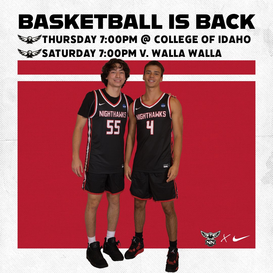 nnubasketball's tweet photo. The wait is over... Basketball is Back.

Thursday: Mayors Cup @ College of Idaho. Students get in free.

Saturday: Homecoming game. Food trucks will be outside before the game. Don't miss out on all the fun! https://t.co/NfHPzhmK4x