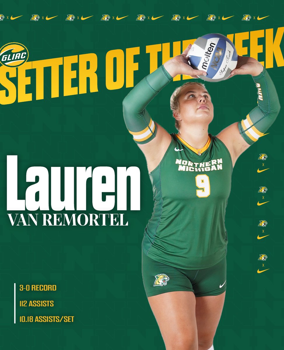 NMU_Volleyball's tweet photo. Lauren Van Remortel has been named the GLIAC Setter of the Week! https://t.co/svO1pZrOk6

#NMUwildcats #ShareNMU https://t.co/BXSn9eJ6tF