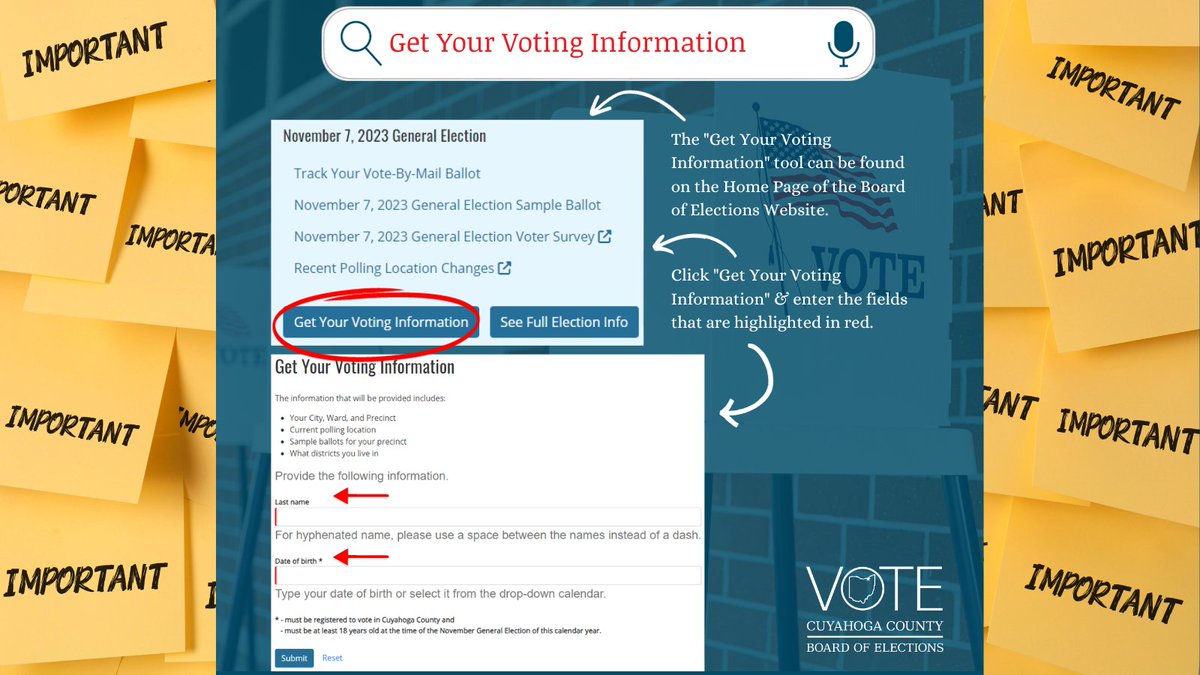 cuyahogaboe's tweet photo. Are you looking for your voting location? Check out the Board of Elections "Get Your Voting Information" tool to find out your current polling location. Visit https://t.co/Fo4BoSt0fg! https://t.co/gIFrJ6rXEz