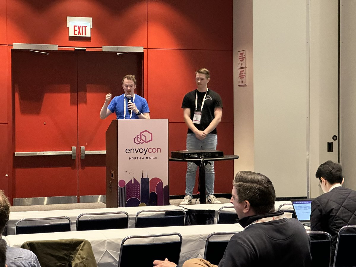 Matt Turner (@mt165) on Twitter photo #EnvoyCon now showing James and Torrin from <a href="/controlplaneio/">controlplane</a> with a fascinating talk about threat modelling envoy gateway. #EnvoyCon now showing James and Torrin from <a href="/controlplaneio/">controlplane</a> with a fascinating talk about threat modelling envoy gateway.