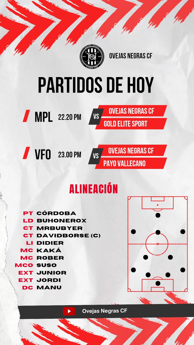 🖤🤍🖤EMPIEZA EL SHOW🖤🤍🖤

Inauguramos temporada con los compis de <a href="/GoldElite_Sport/">GoldElite Sport</a> y <a href="/PayoVallecano/">Payo Vallecano</a> en MPL y VFO respectivamente.

Sigue las jornadas en nuestro canal

youtube.com/@ovejasnegrasc…