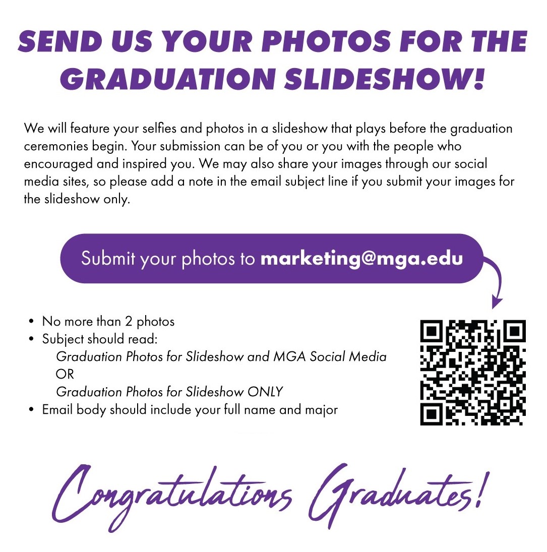 MGAstateU's tweet photo. ππ
SAVE THE DATE, soon-to-be grads! We're only 1οΈβ£ month away from fall 2023 graduation, Dec. 6-7!
πΈ If you're graduating this fall, don't forget to submit photos for the graduation slideshow! Deadline is Thursday, Nov. 30 @ 6pm β
#MGAGrad #Knighted23 #Classof2023 https://t.co/acXs7C2GGb
