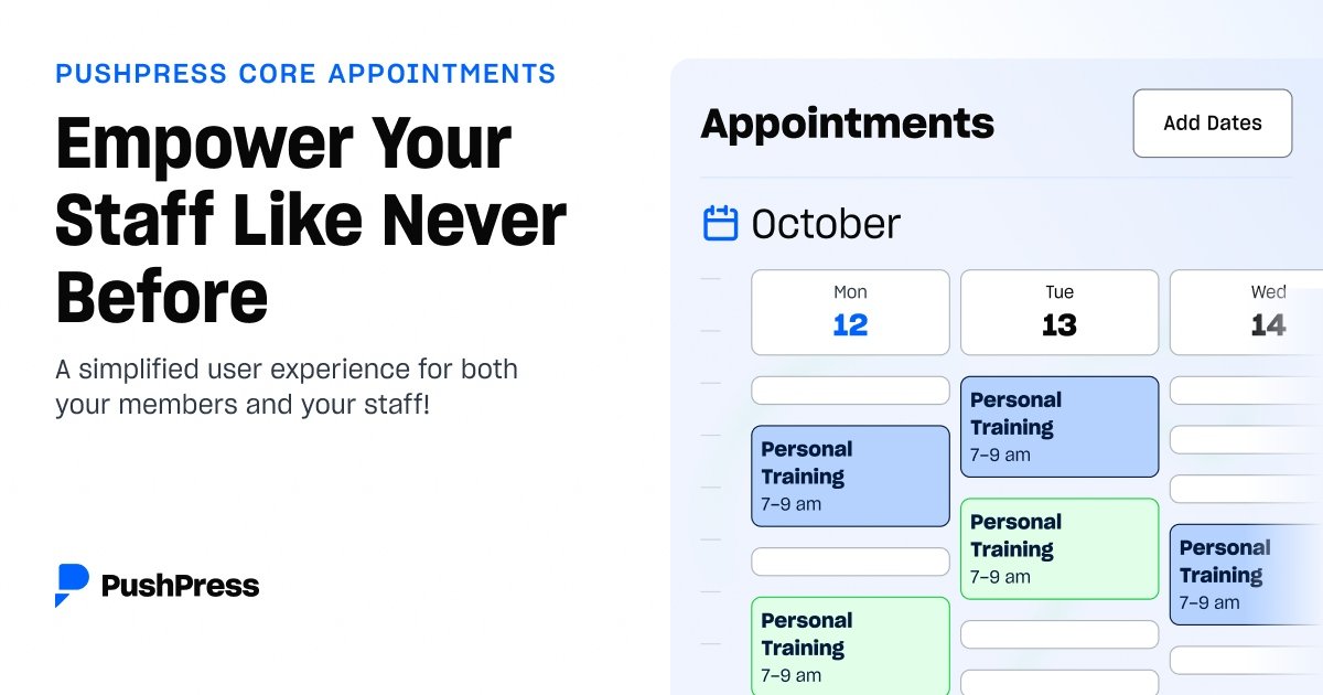 PushPress, Inc. (@pushpressapp) on Twitter photo The Appointments feature in PushPress Core is designed with your needs in mind! 
Want to learn more about Appointments? Check out this recent blog: help.pushpress.com/en/articles/63… The Appointments feature in PushPress Core is designed with your needs in mind! 
Want to learn more about Appointments? Check out this recent blog: help.pushpress.com/en/articles/63…