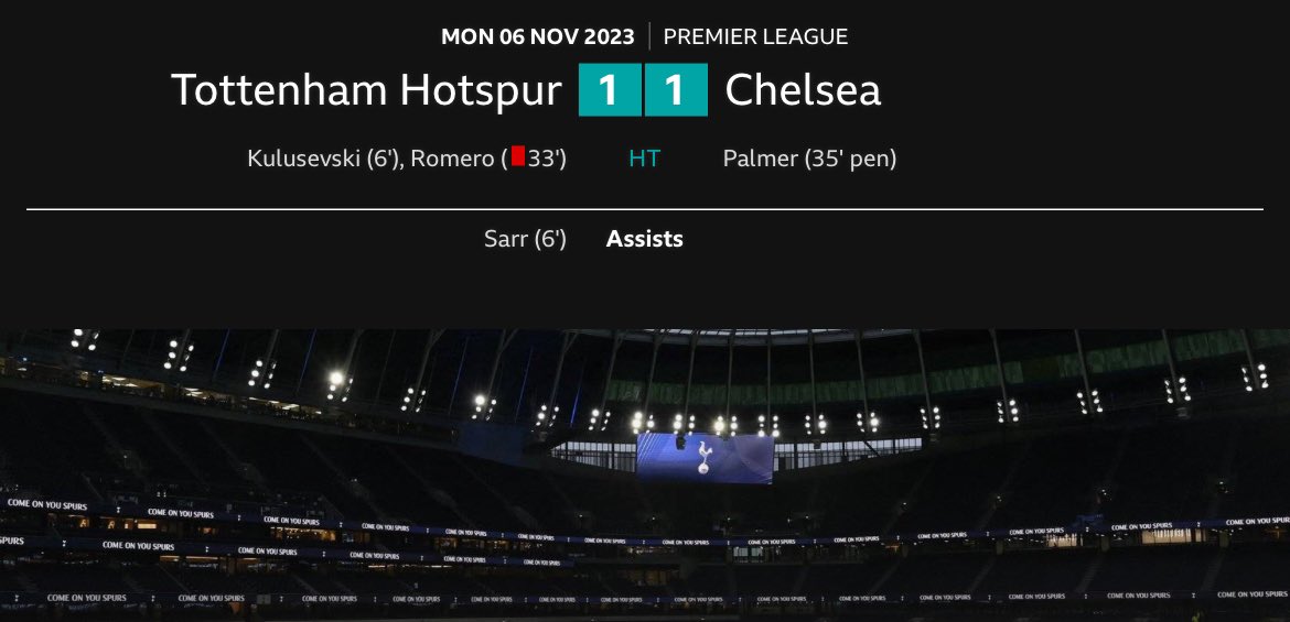 footballconfid1's tweet photo. HT: Tottenham 1-1 Chelsea

Quickfire thoughts:

- This ref is corrupt. Fact.
- Wasn’t a pen, nor a red. Won the ball clean.
- James def should have seen red tho, for that intentional flying elbow 🙄
- Levy’s “bare minimum” approach is now exposed 🤦🏻‍♂️

#THFC #COYS 🤍💙❤️‍🩹 #TOTCHE 🐍 https://t.co/quFz4w46x7