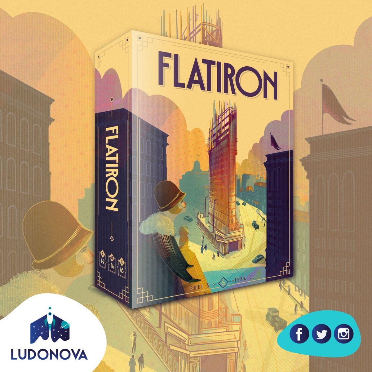Ludonova's tweet photo. Vamos con otro de los lanzamientos que nos esperan en 2024... 🔥 FLATIRON 🔥 Un juego de construcción para 2 jugadores de este icónico edificio de la Gran Manzana, creado por Shei S. e Isra C @llama_dice. ¿Qué os parece la portada? 😍 https://t.co/2EFyGA0Do8