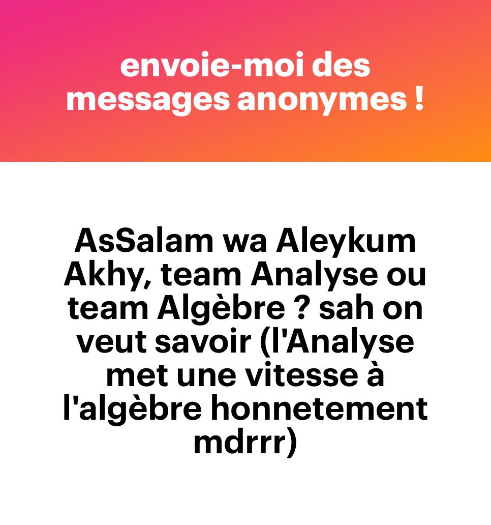 vagabondII's tweet photo. Jsp trop en vrai les deux se valent mais l'analyse c'est plus simple j'pense mais j'imagine qu'en tant qu'arabe je dois répondre algèbre mdrrrr ? https://t.co/6Amo25b6WQ