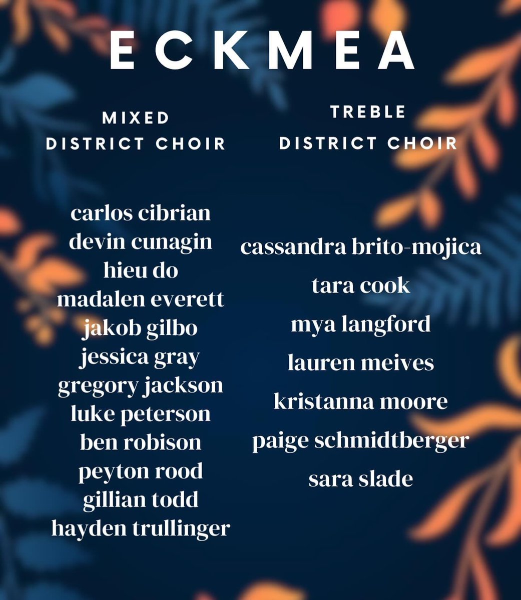 oechoirs's tweet photo. Congratulations to all that tried out for ECKMEA &amp; SWACDA! We are so proud of each one of you. #oechoir #eckmea #swacda. @OEActivities @OlatheEastHawks https://t.co/HPRPUWPRwR