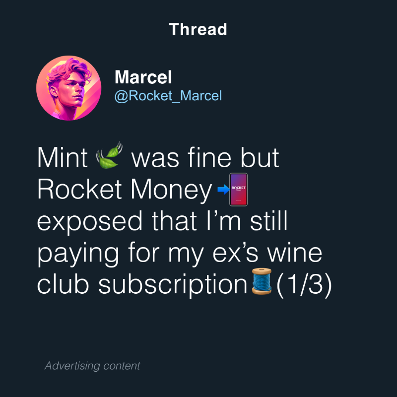 RocketMoneyApp's tweet photo. Bye, bye Mint. Make the switch to Rocket Money 

📊 Enjoy easy, intuitive budgeting
🔍 Find and cancel sneaky subscriptions 
🚫 No distracting ads in the app
💰 Have Rocket Money lower your bills

Download our clean interface for a better experience today.