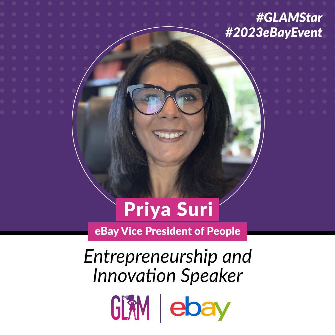 GLAMReadyToLead's tweet photo. Priya Suri is speaking about #Entrepreneurship and #Innovation on Day 1 of the #GLAMEvent with @eBay! 💡
Her team designs programs and activities to learn, grow, contribute, and have fun along the way. 😄
#GLAMReadyToLead #eBay #WomenOfeBay #2023eBayEvent #GLAMStar https://t.co/bOLcgZiowl
