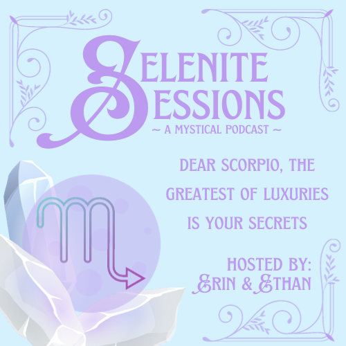 SeleniteSeshPod's tweet photo. We're pleased to announce our second episode, "Dear Scorpio, the greatest of luxuries is your secrets". It will drop during the new moon in Scorpio on Nov. 13th @ 12:15pm EST. If you couldn't guess already, it's all about Scorpio!🤭♏️#selenitesessionspodcast #scorpio #newmoon https://t.co/vqHAkF20iP