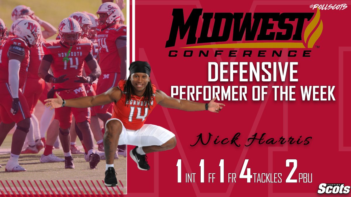 MCFightingScots's tweet photo. Congrats @ROllScotsFB players - Nick Harris and Tevin Baker on being named @MWCSports Defenseive and Special Teams Performer of the Week!

Nick forced 2 turnovers had 2 PBU &amp; 4 tackles on Saturday while Tevin blocked a FG on the final Lake Forest drive to seal a win! #RollScots https://t.co/cudbTN9JRD