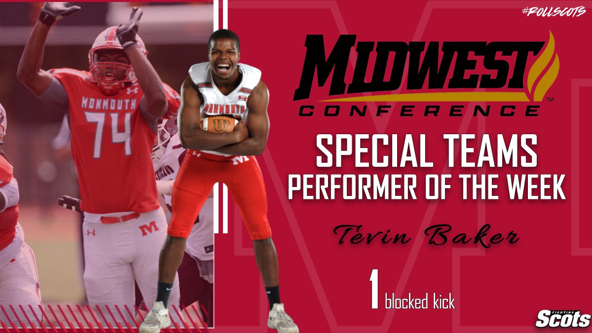 Congrats @ROllScotsFB players - Nick Harris and Tevin Baker on being named @MWCSports Defenseive and Special Teams Performer of the Week! Nick forced 2 turnovers had 2 PBU & 4 tackles on Saturday while Tevin blocked a FG on the final Lake Forest drive to seal a win! #RollScots