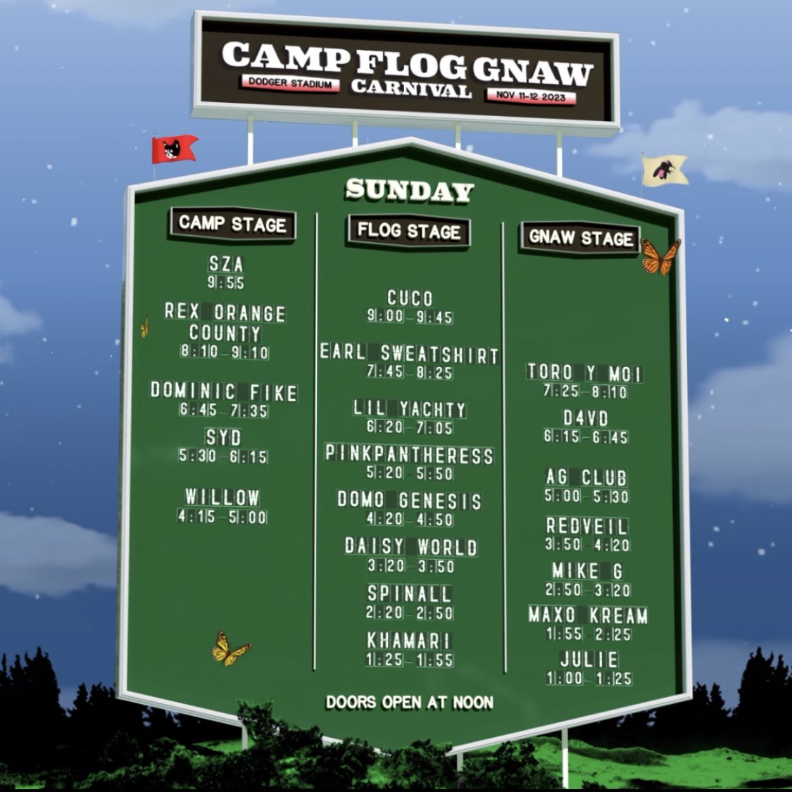 PigsAndPlans's tweet photo. Set times for @CampFlogGnaw 👀 https://t.co/cFoph1EJo6