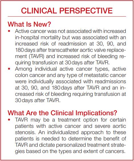 JAHA_AHA's tweet photo. Patients with and without active cancer had similar in-hospital mortality after TAVR, but those with cancer had ⬆️ risk of readmission + bleed.

Results suggest TAVR can be a treatment option for certain patients with cancer. #AHAJournals @ToshikiKuno https://t.co/NER4AfkeCz https://t.co/lnLvapGxjP