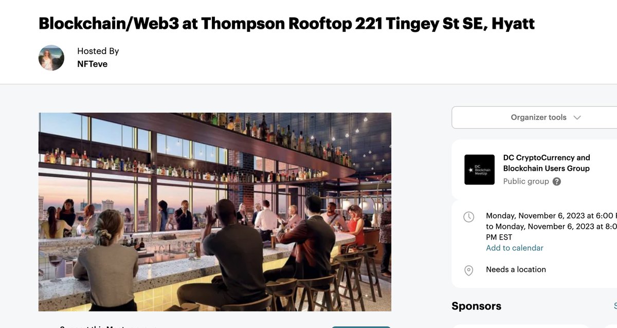 Every Monday!  This week in SE Navy Yard area. Join the Meetup group to get the weekly invite 🔥 meetup.com/bitcoindc/even…

#DCcrypto #web3DC #DCblockchain