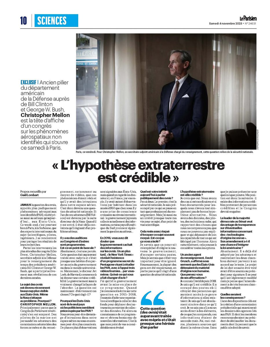 Elodie83400's tweet photo. Christopher Mellon : "L'hypothèse extraterrestre est crédible"
#LeParisien #EchoEvent https://t.co/HWYIRCUeIO