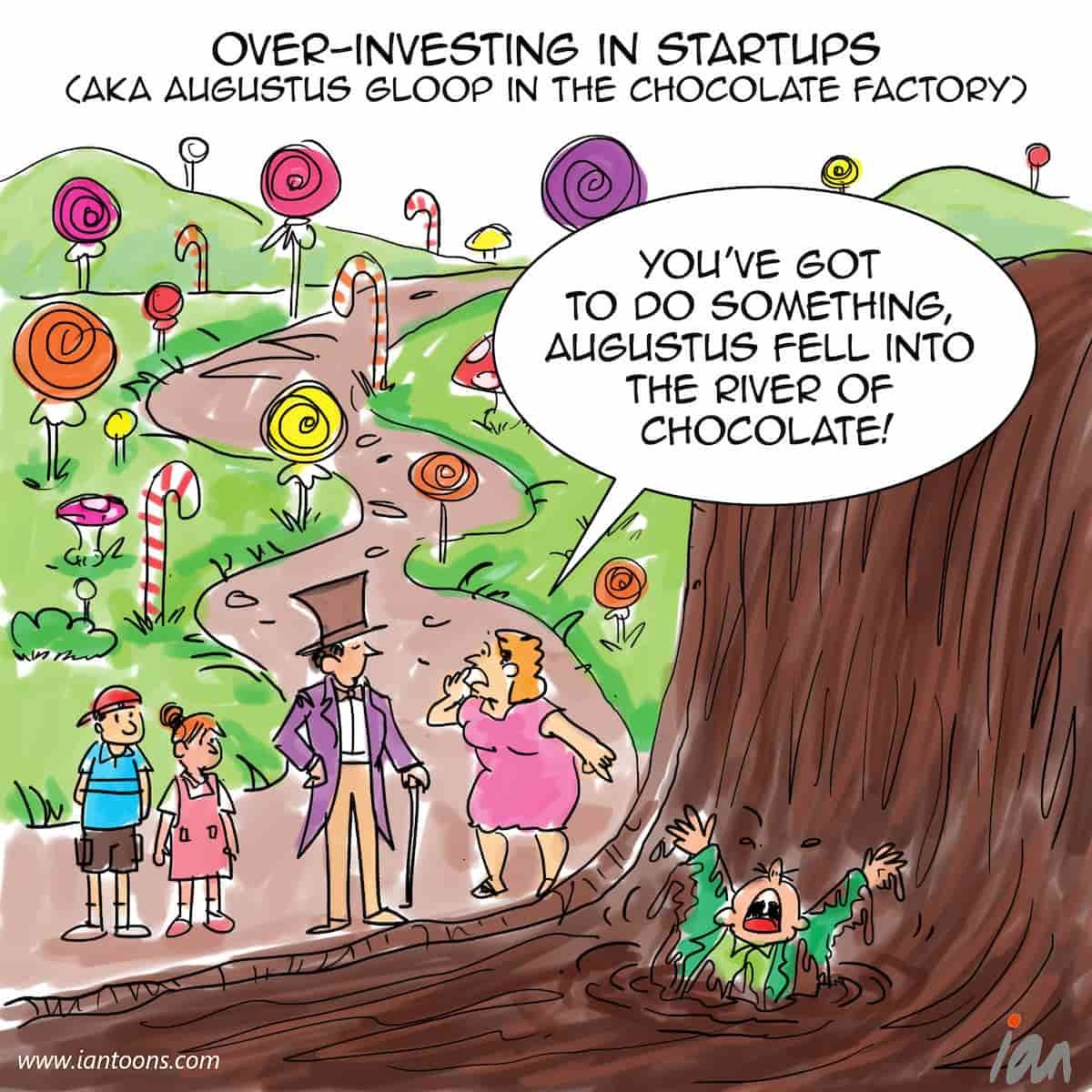 iantoons_'s tweet photo. Augustus Gloop - a cartoon illustrating the predicament of many fintech and blockchain companies that got themselves into the venture capital business. 

#blockchain, #fintech, #siliconvalley https://t.co/eww2Ga2z43
