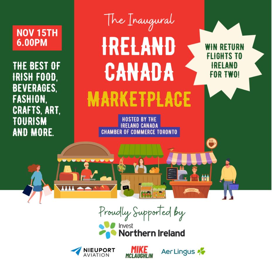 Join us at the Inaugural Ireland Canada Marketplace event on Wednesday, November 15th 2023, from 6.00pm to 8.30pm at George Brown College (300 Adelaide Street East • Toronto). 

eventbrite.com/e/the-inaugura…