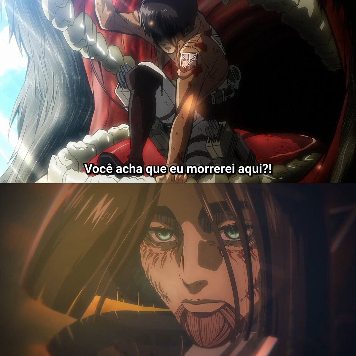 Que irônico o fato do Eren ter morrido na boca de um titã...