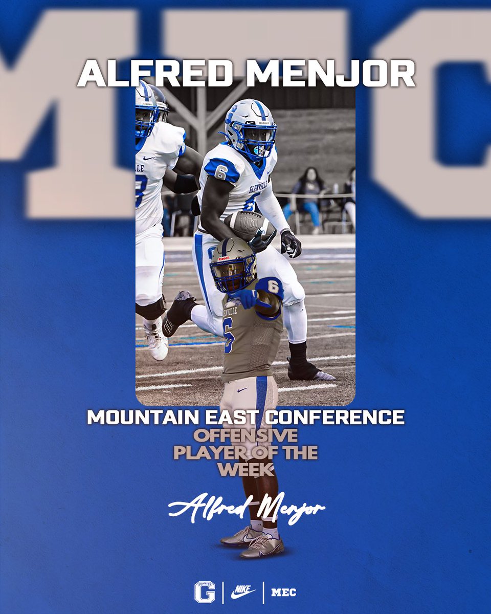 Glenville State Football (@glenvillestfb) on Twitter photo πππΌπππ ππ πππ ππππ!
Alfred Menjor has been named <a href="/TheMountainEast/">Mountain East Conf.</a> Offensive Player of the Week!
ποΈ bit.ly/3MyAekG
#GoPioneers πππΌπππ ππ πππ ππππ!
Alfred Menjor has been named <a href="/TheMountainEast/">Mountain East Conf.</a> Offensive Player of the Week!
ποΈ bit.ly/3MyAekG
#GoPioneers
