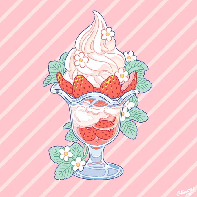 いちごパフェ  #illustration #イラスト