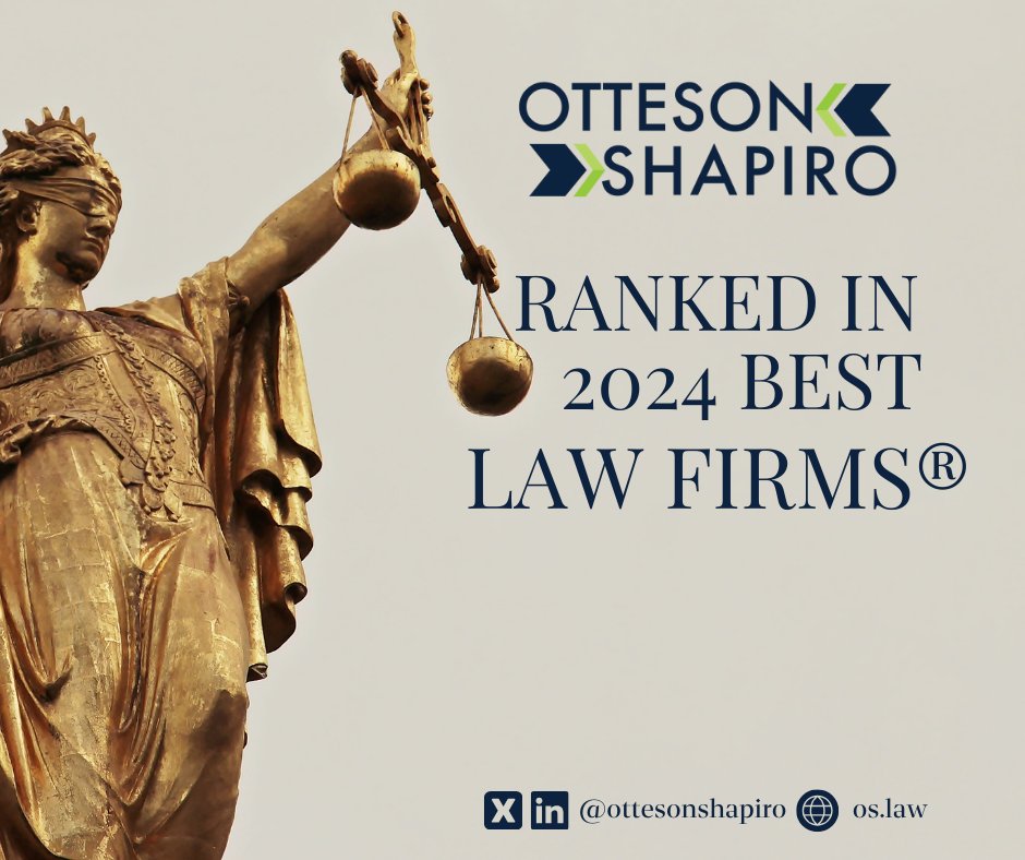 Otteson Shapiro is pleased to announce that the firm has once again been ranked in the 2024 Best Law Firms® list. Learn more here: os.law/otteson-shapir…
#lawfirms #legalnews #ottesonshapiro