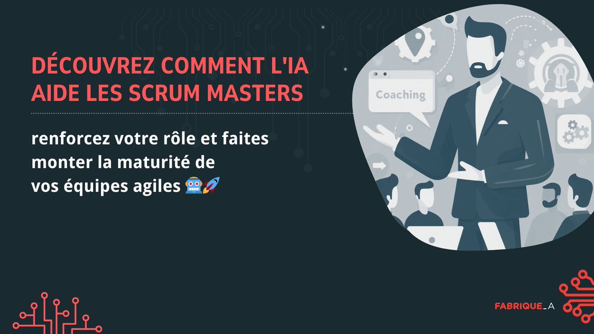 🧠 L’IA peut vous aider à renforcer votre rôle de #ScrumMaster et là booster la maturité de vos équipes. Elle peut vous aider à guider votre équipe, consolider les informations de suivi, ou encore créer des outils #Scrum.

Nos formations gratuites: fabriqueagile.com
