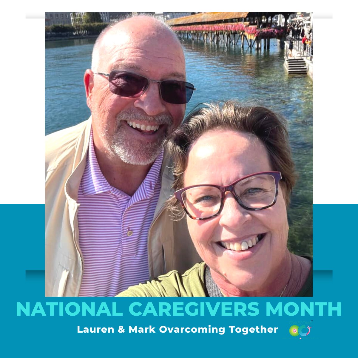 'My husband Mark is my rock and caregiver during the last two years terrifying journey.' Thank you for sharing Lauren! 🙏🏼 
Share about YOUR favorite Carecomer with a picture and share your love, joy and gratitude 🙏 !THIS is how #WeOvarcome! 💙 #FamilyCaregiversMonth