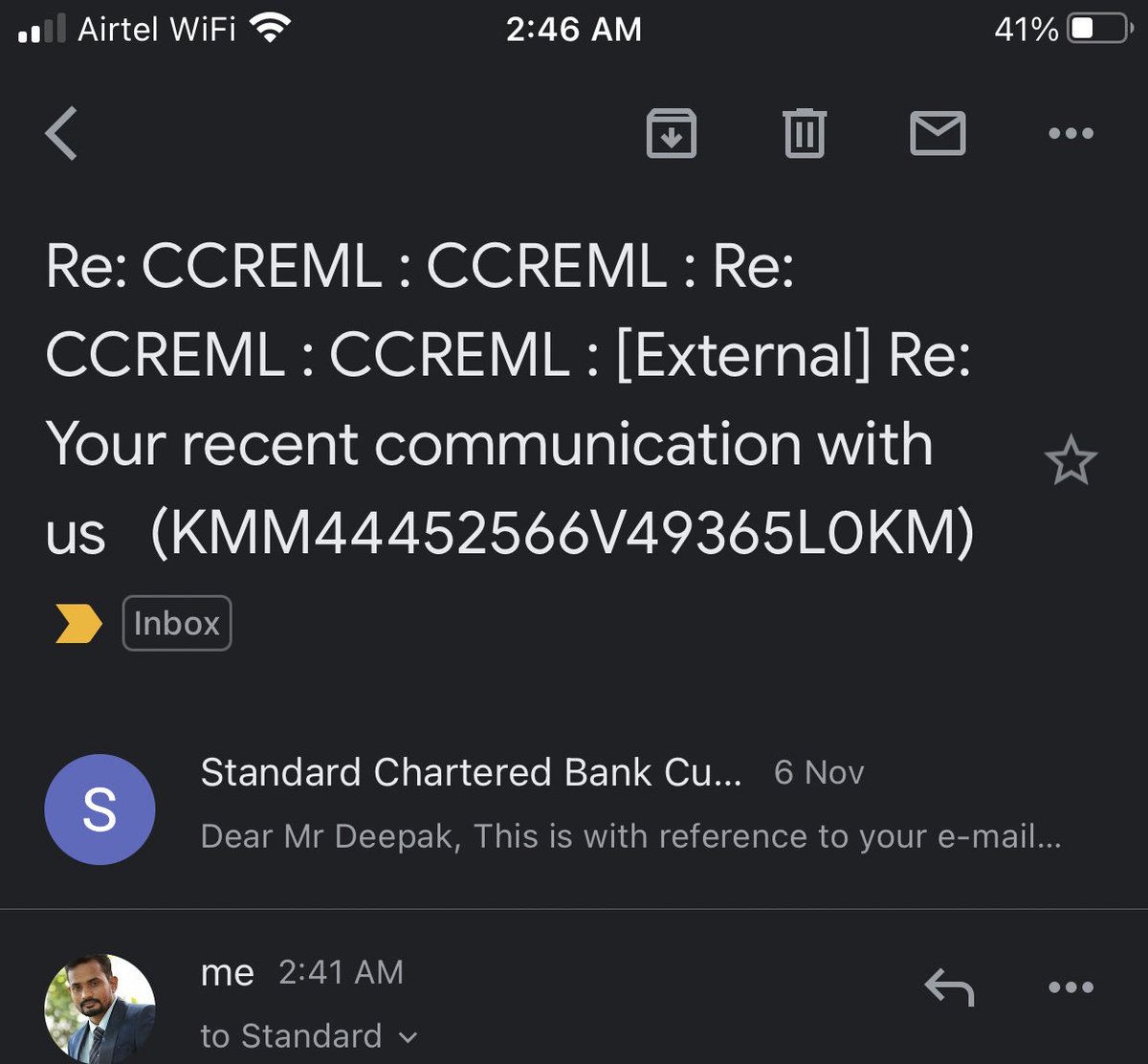 RoutCool's tweet photo. @StanChart 

Can this email checked at earliest, I am chasing since long time now. https://t.co/qRieFfVFgF