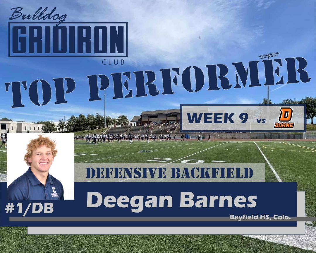 Week 9 vs Doane : Top Performer Award
Defensive Backfield - Deegan Barnes (#1/DB)
<a href="/deegan_barnes/">Deegan Barnes</a> 
<a href="/CUNEfootball/">CUNE Football</a> <a href="/BHS_Wolverines/">Bayfield High School</a>
#TopPerformer #Week9
cune.edu/resources/docs…