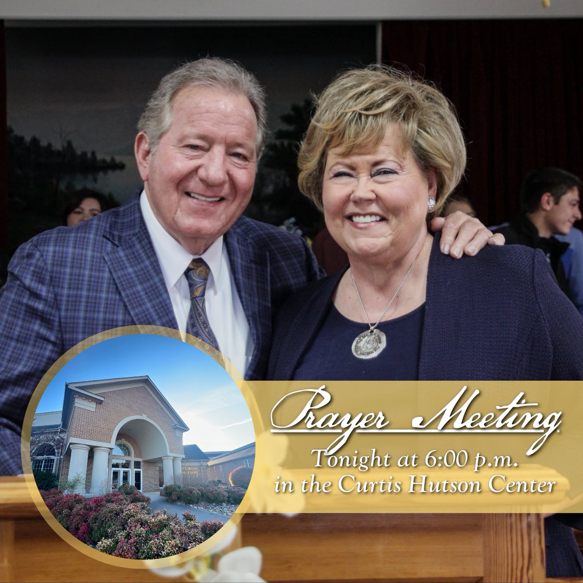 "The righteous cry, and the LORD heareth..." Psalms 34:17 

Please join us in the Curtis Hutson Center at 6:00 p.m. for a special time of prayer for Pastor and Mrs. Sexton. 

If you can't be with us, stop and pray wherever you are, and pray for God's healing upon our dear friend